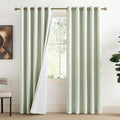 NICETOWN Sage Green High-End Thermal Flax Linen Curtains, 62" Wide Per Panel, Set of 2, Full Blackout Privacy Drapes 72" Long for Dining…