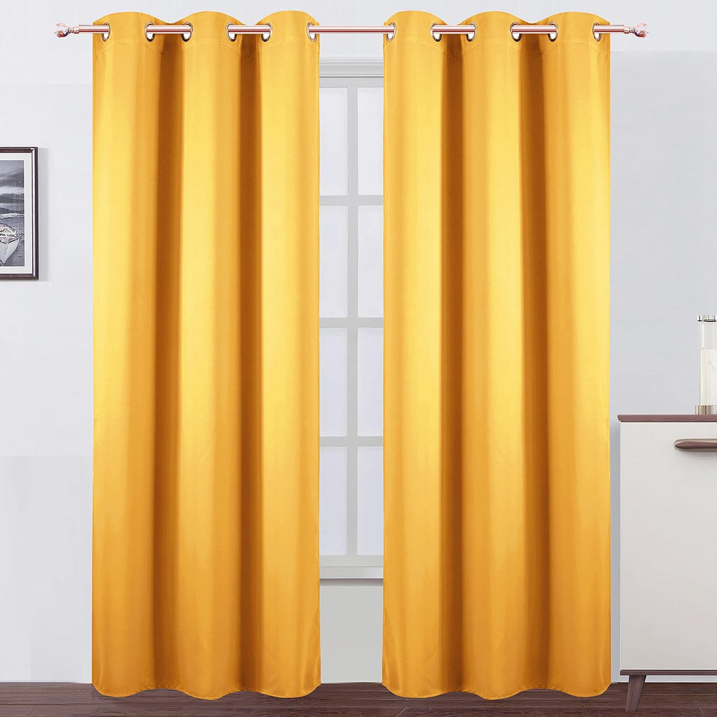 Lemomo Yellow Thermal Blackout Curtains/38 x 84 Inch/Set of 2 Panels Room Darkening Curtains for Bedroom 84 Inch silver