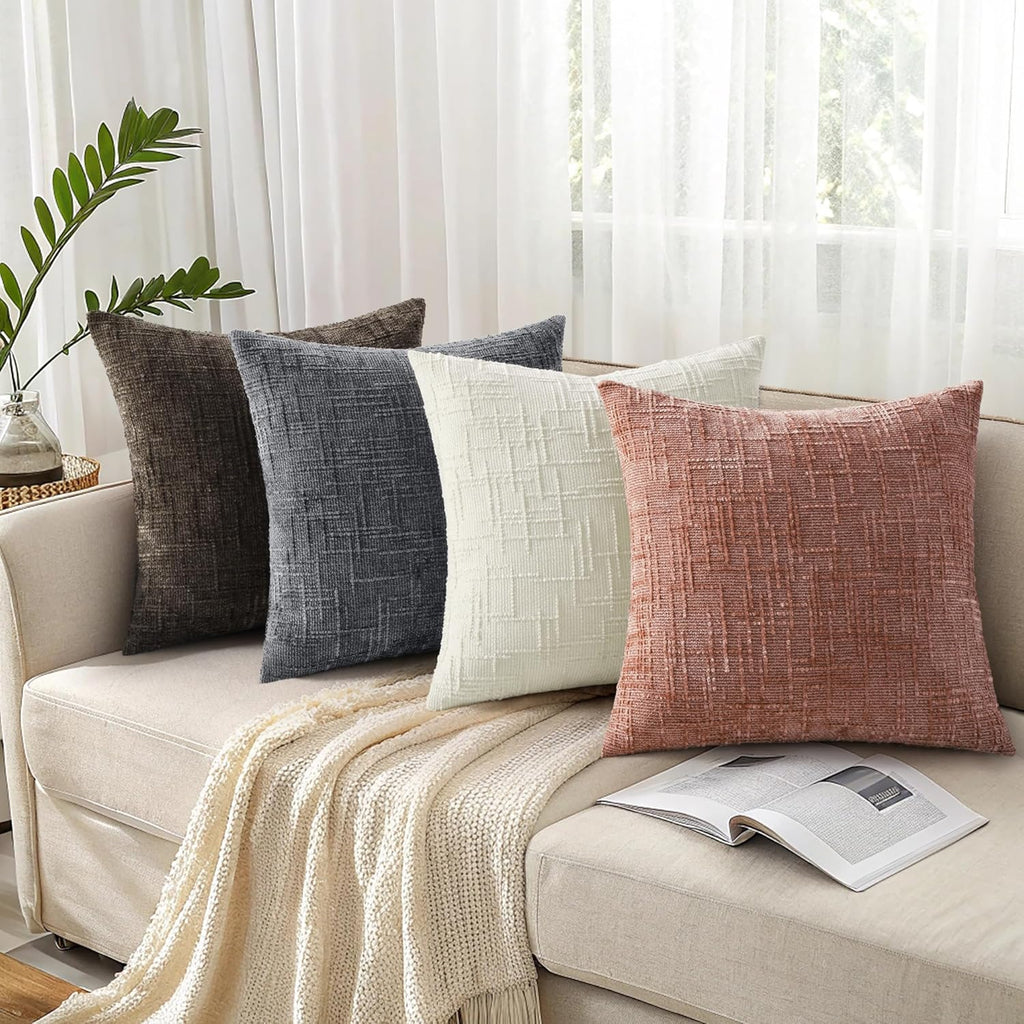 decorUhome Summer Pink Chenille Throw Pillow Covers 20x20 Set of 2 Textured Soft Cozy Slubby Couch Pillow Covers Modern Farmhouse Boho Deco…