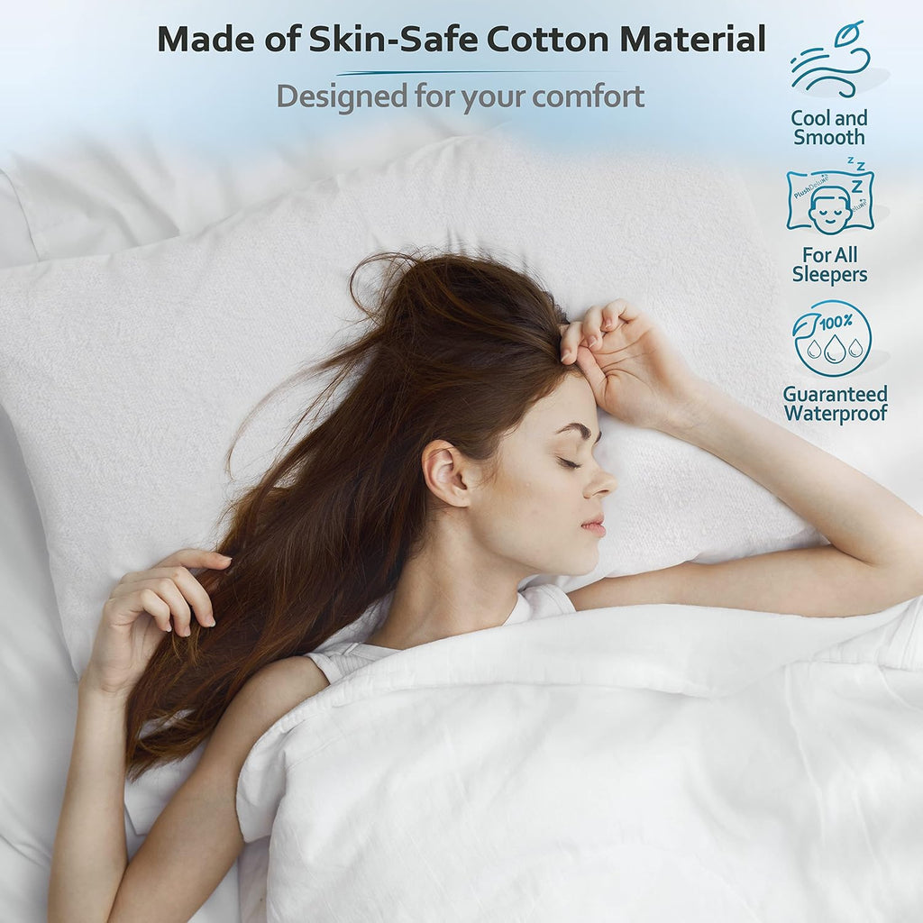 Premium Waterproof Pillow Protectors - Standard Size 20''x28'' Set of 2 - Zippered Pillow Cover Made with Soft Terry Cotton Fabric…