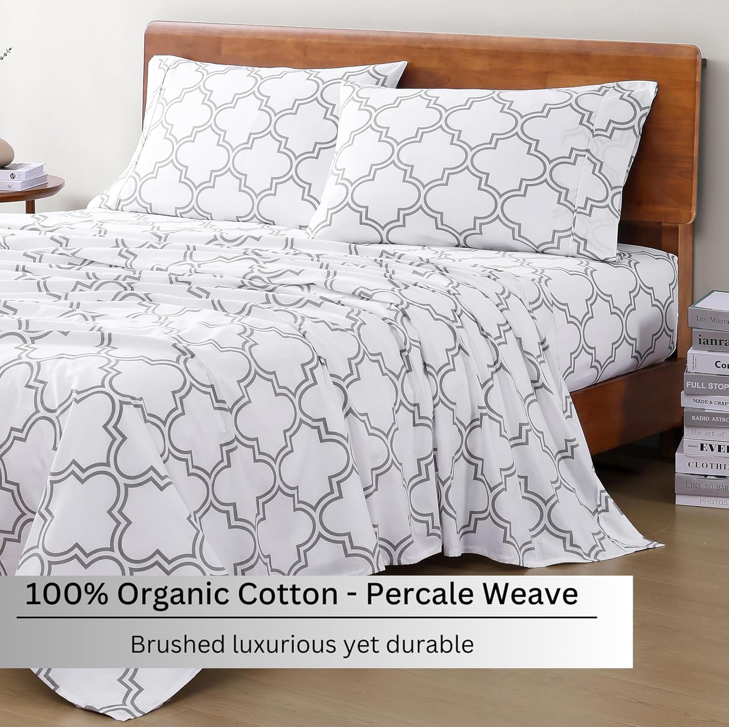 LaneLinen LANE LINEN 100% Organic Cotton Twin XL Sheet Set, Low Pilling Printed Fade Resistant Machine Washable Extra Long Twin Bedding Set…