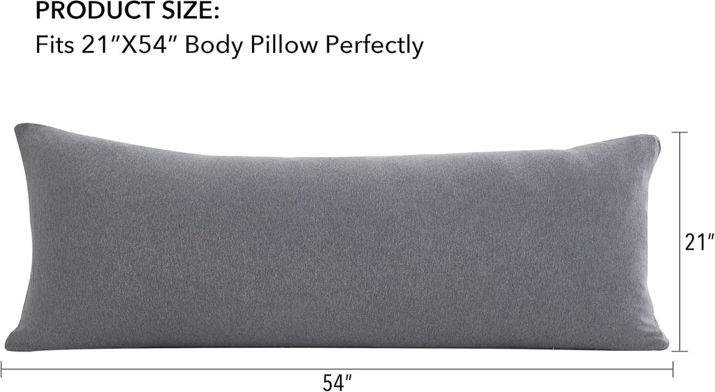 Oubonun 100% Jersey Cotton Body Pillow Cover with Zipper - Luxury Soft Removable Pillow Case - Long Fuzzy - Knitted (Grey, 21"X54") Cotton…