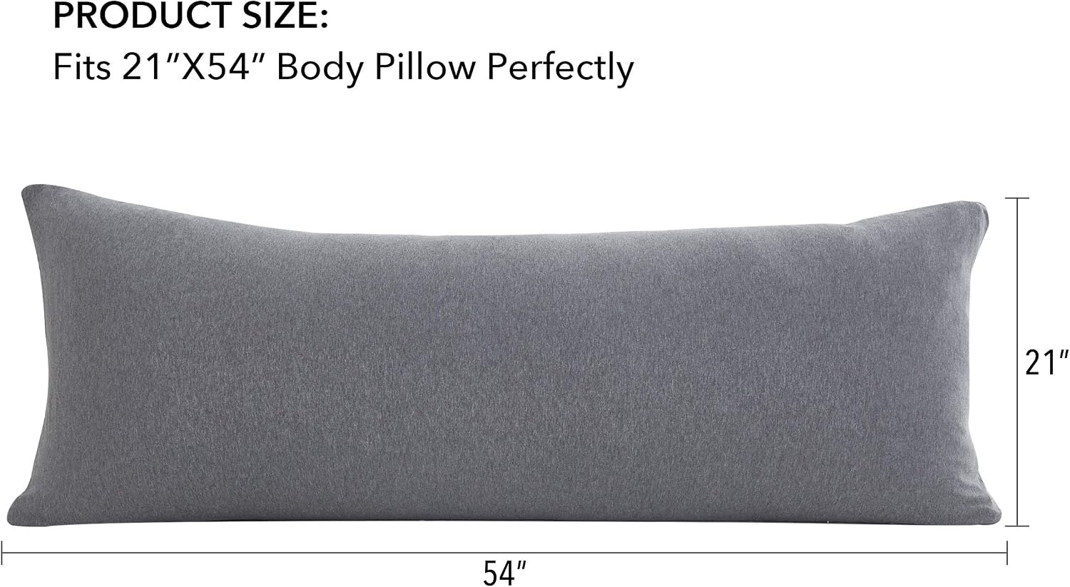Oubonun 100% Jersey Cotton Body Pillow Cover with Zipper - Luxury Soft Removable Pillow Case - Long Fuzzy - Knitted (Grey, 21"X54") Cotton…