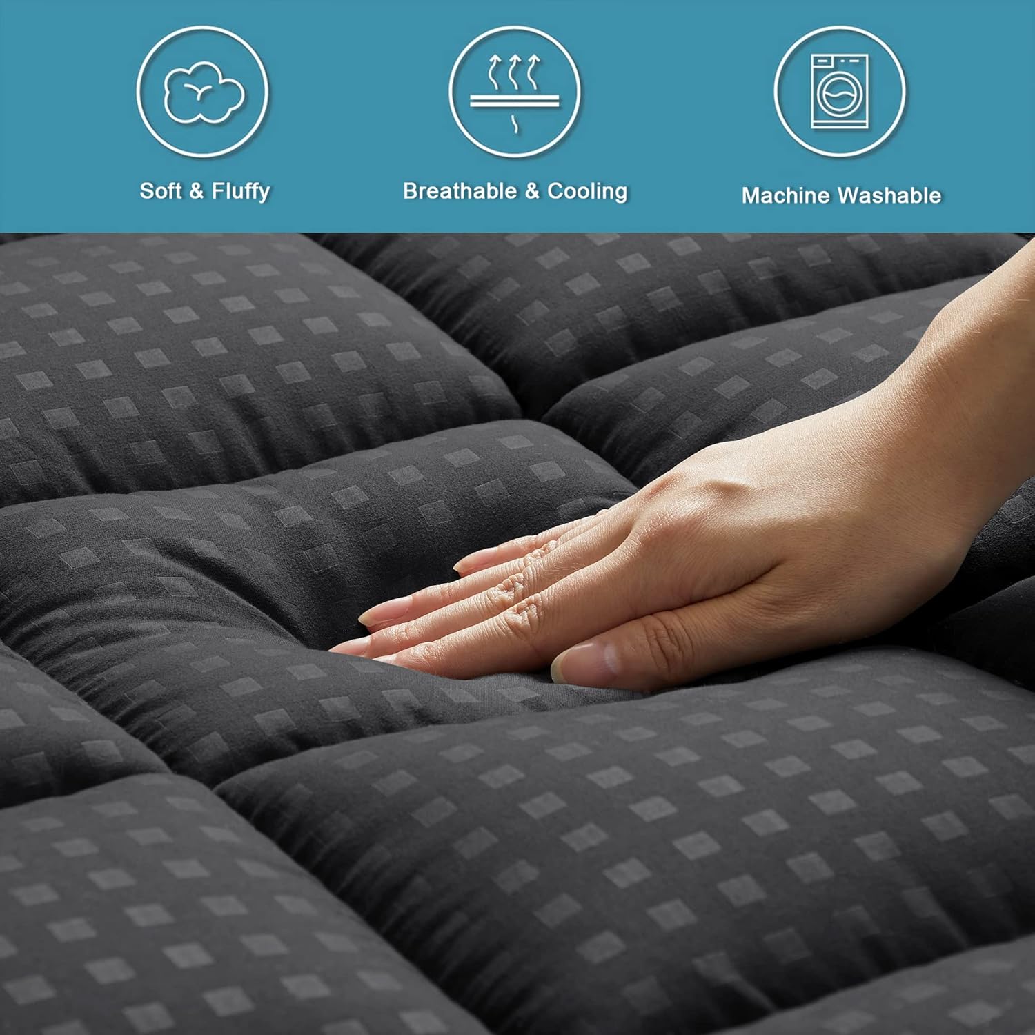 HYLEORY Full Mattress Pad Quilted Fitted Mattress Protector Cooling Pillow Top Mattress Cover Breathable Fluffy Soft Mattress Topper with…