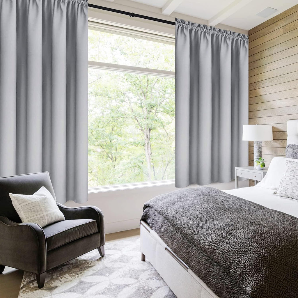 DWCN Silver Grey Short Blackout Curtains for Bedroom, Thermal Insulated Energy Saving Room Darkening Curtains for Living Room (W42 x L36…
