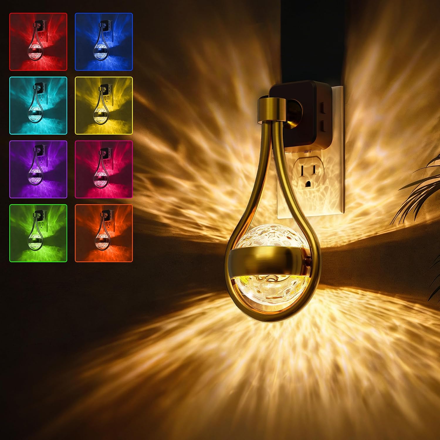 L LOHAS LED Night Lights Plug Into Wall: Star Projector RGB Night Light with 10 Color Change, Dusk to Dawn Sensor, 330°Rotating Globe…