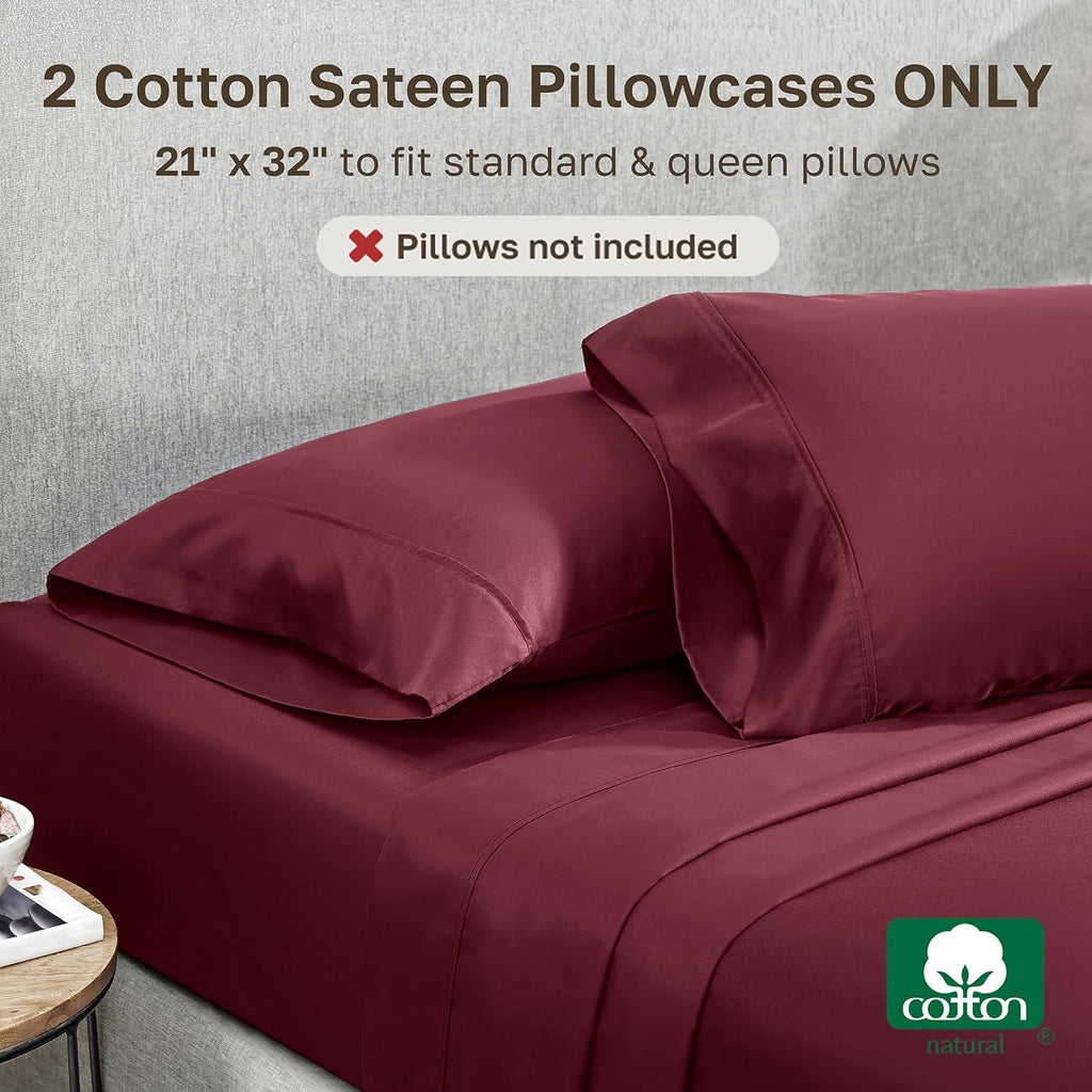 CaliforniaDesignDen California Design Den Standard Queen Size Pillowcase Set - 400 Thread Count, 100% Cotton Sateen, Set of 2 Pillow Covers…