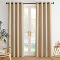 Nicetown Room Darkening Draperies Curtains Panels, 2 Panels Biscotti Beige W52 x L84 silver