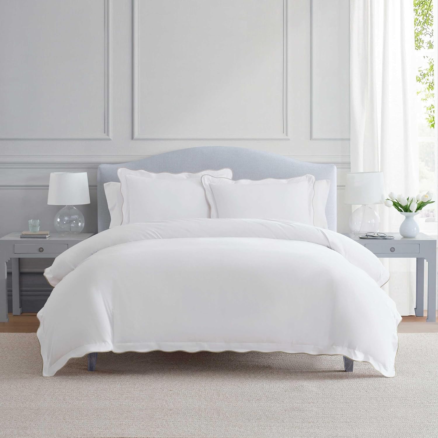 MarthaStewart Martha Stewart - Queen Duvet Cover Set, 100% Soft Cotton Bed Set with a Smooth Cotton Percale Reverse, 3 Piece Bedding with M…