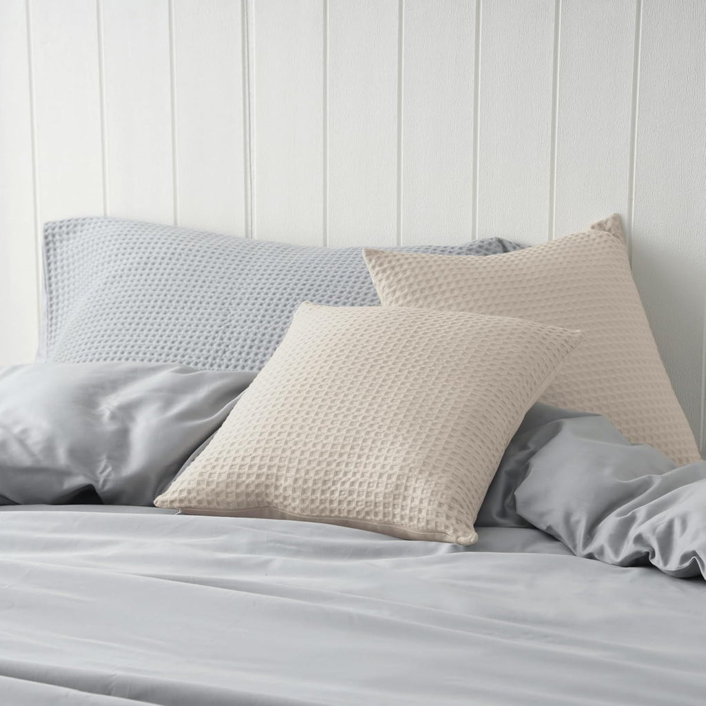 ZaizaiHome 100% Egyptian Cotton 600 TC Waffle Weave Throw Pillow Covers 2 Pack, Ultra Soft Breathable Euro Pillow Shams Covers, Decorative…