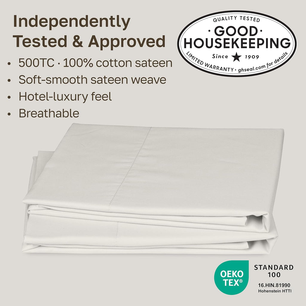 California Design Den Pillow Cases Standard Size Cotton Set of 2 - Soft, Silky 500 Thread Count 100% Cotton Sateen, Breathable Standard…