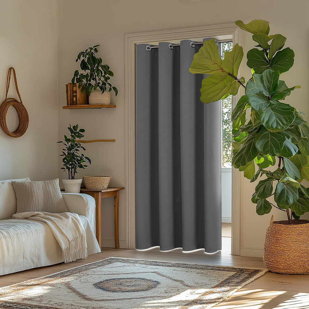 ChrisDowa Blackout Curtains 80 Inches Long for Doorways and Closets, Thermal Insulated Temporary Room Dividers (1 Panel, Grey, 42 x 80 Inch…