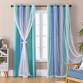 Addsomecolortolife XiDi Dream Star Blackout Curtains for Kids Rooms Girl Princess Curtain for Daughter Bedroom Window (Blue Green Grey, W34…