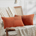 Fancy Homi Set of 2 Burnt Orange Lumbar Decorative Throw Pillow Covers 14x22 Inch for Living Room Couch Bed, Boho Farmhouse Fall Home…