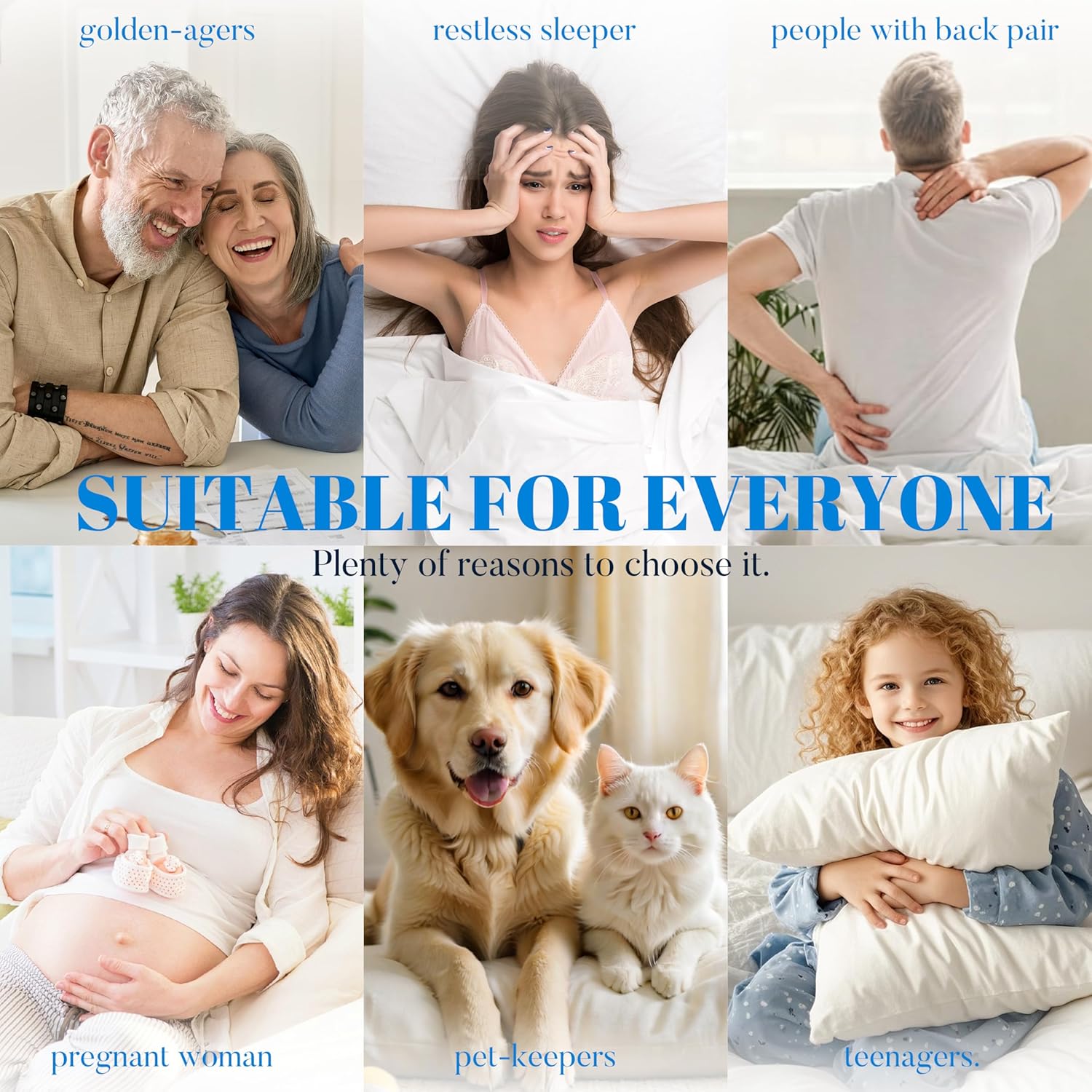 Ubauba 100% Waterproof Full Size Mattress Topper, Viscose Made from Bamboo Pillow Top Mattress Protector for Back, Breathable Cooling Matt…