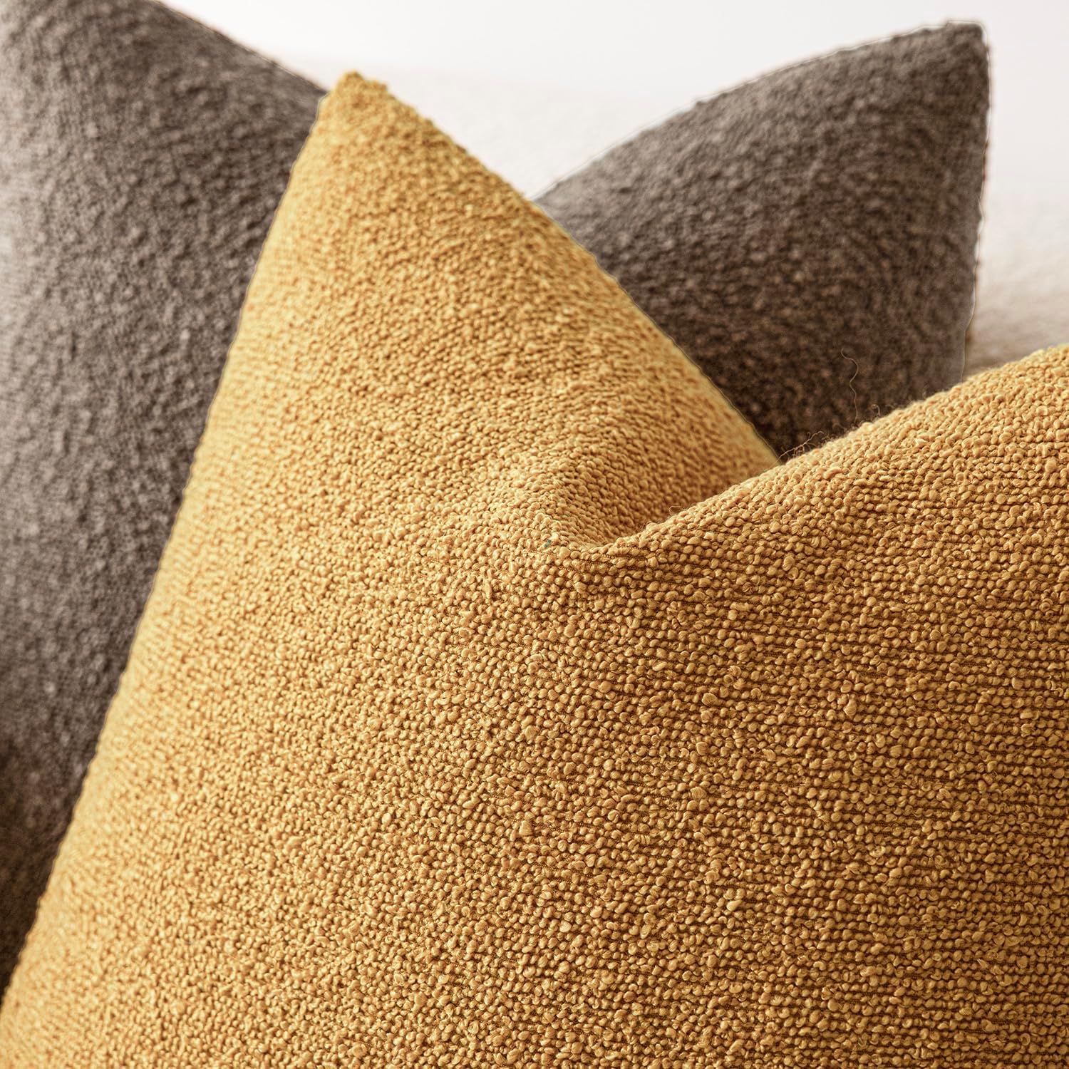 Foindtower Decorative Textured Boucle Throw Pillow Covers Accent Solid Lumbar Pillow Cases Neutral Soft Couch Cushion Case for Chair Sofa…