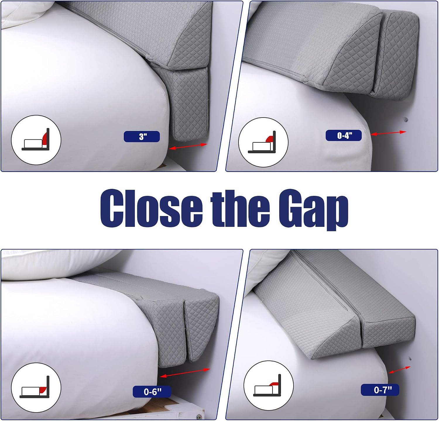 HOMBYS Wedge Pillow Headboard for Bed Gap, Foldable Wedge Gap Filler King Size, Matterss Gap Filler, Multi Functional Bed Crack Pillow, Fill…