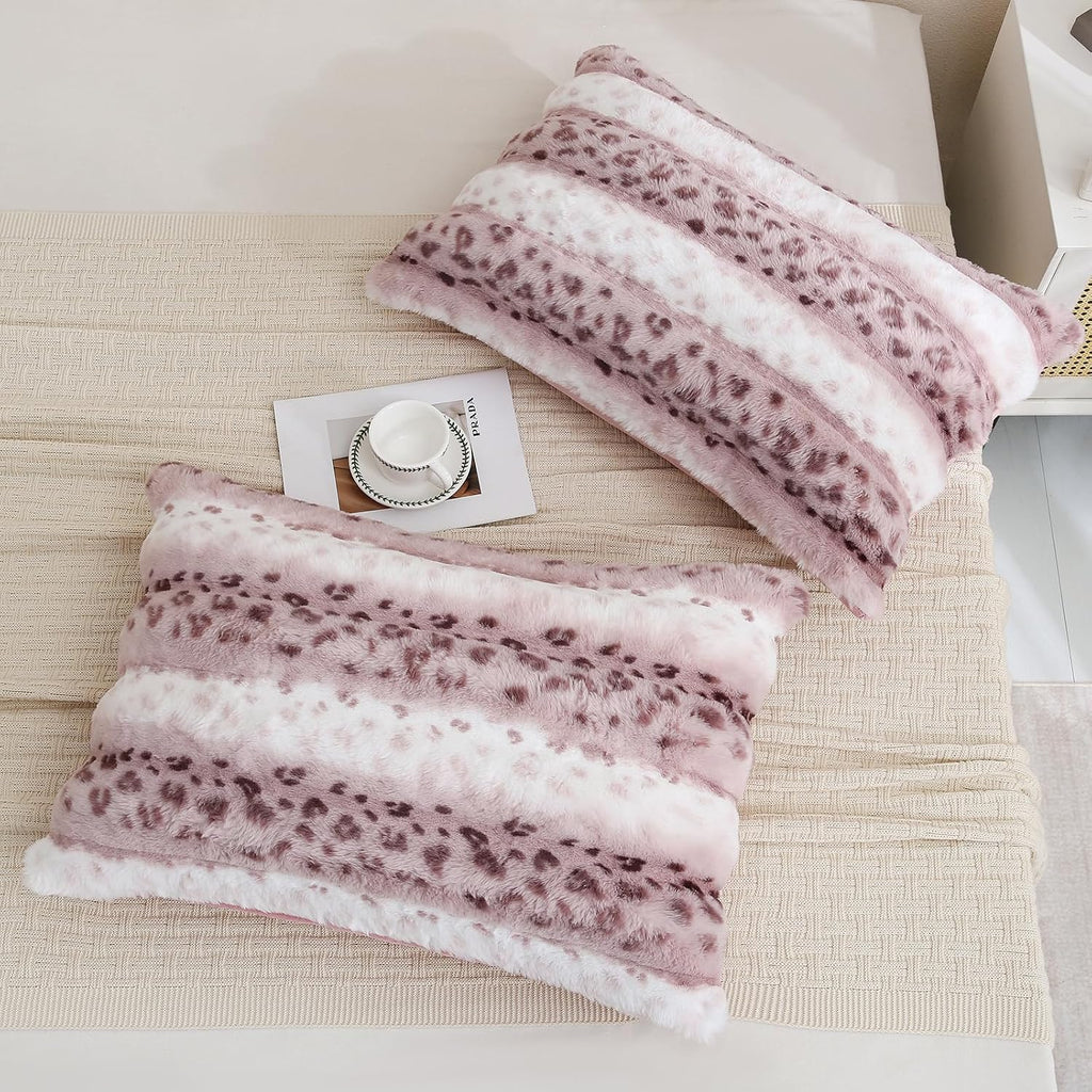 Chumerry Fuzzy Faux Fur Pillow Case Plush Shaggy Pillow Cover Plaid Check Texture Extra Soft Fluffy Faux Rabbit Fur Fabric Decorative Pillo…