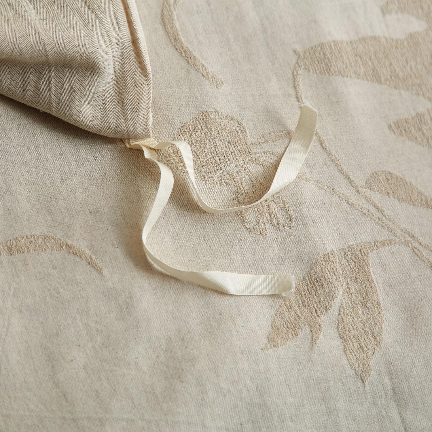 mixinni Queen Duvet Cover Set - 70% Cotton 30% Linen Blend, Bohemian Floral Jacquard 3-Piece Comforter Cover with 2 Pillowcases, Soft…