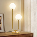 KardleenFocusOnIndoorLight Mid Century Modern Globe Table Lamp Gold U-Shape Glass Table lamp 2-Globe Bedside Lamp with LED G9 Light Source…