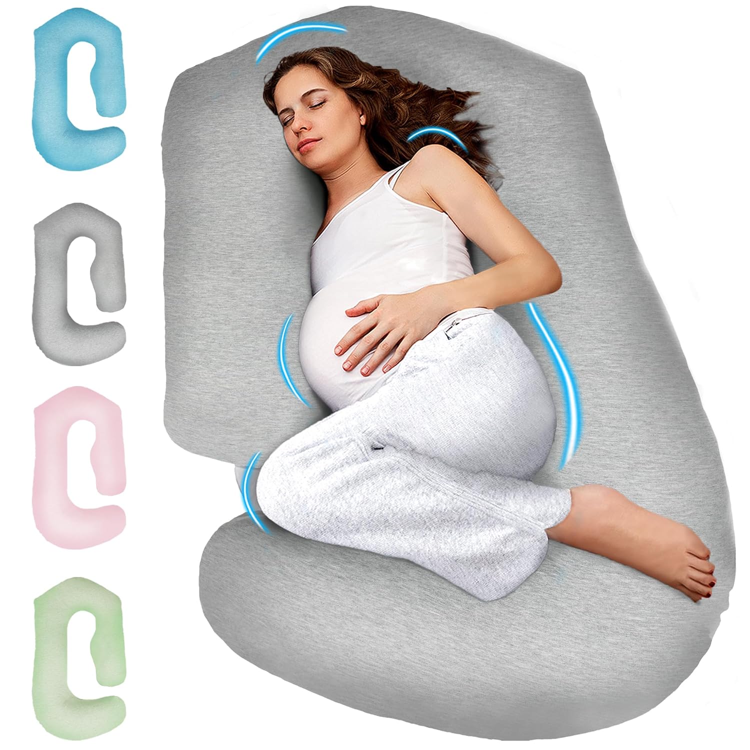 Pillani Pregnancy Pillows for Sleeping - V C U Shaped 57inch Full Body Pillow with Removable Washable Cover, Cooling Maternity Pillow for P…