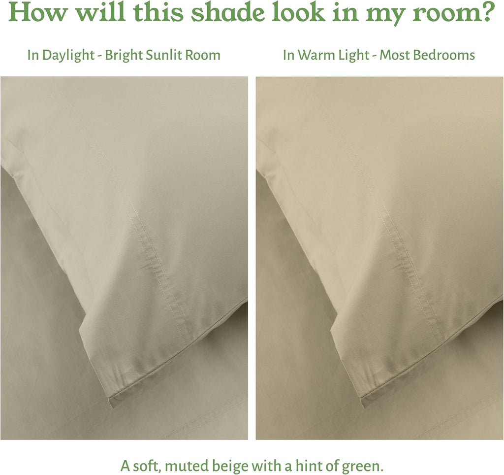 CaliforniaDesignDen California Design Den 100% Organic Cotton King Pillow Cover Set of 2 - Soft & Crisp Cotton Percale Pillowcases, Fits Ki…