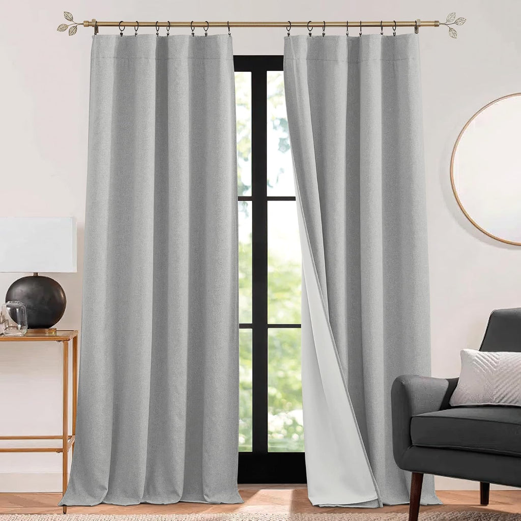 Rybhome RYB HOME 3 in 1 Soundproof - Blackout - Insulation Linen Curtains, Noise Reducing Energy Saving Curtains for Bedroom Kids Nursery S…