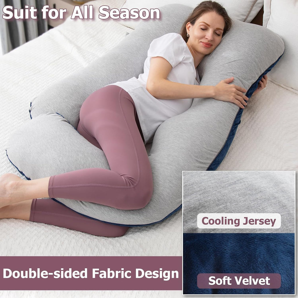 Moonpine MOON PINE Pregnancy Pillow, U Shaped Full Body Pillow for Maternity Support, Sleeping Pillow with Cover for Pregnant Women (Grey B…