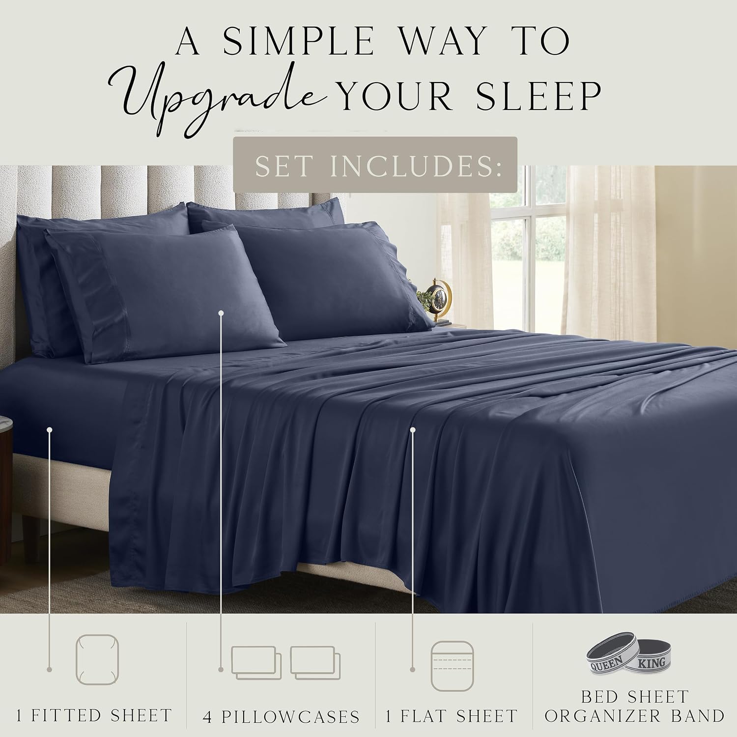 KARISSA MAE 6 Piece Pure Viscose from Bamboo King Size Sheet Set | 100% FSC Certified | Luxuriously Soft | Cooling | 18" Deep Pocket…