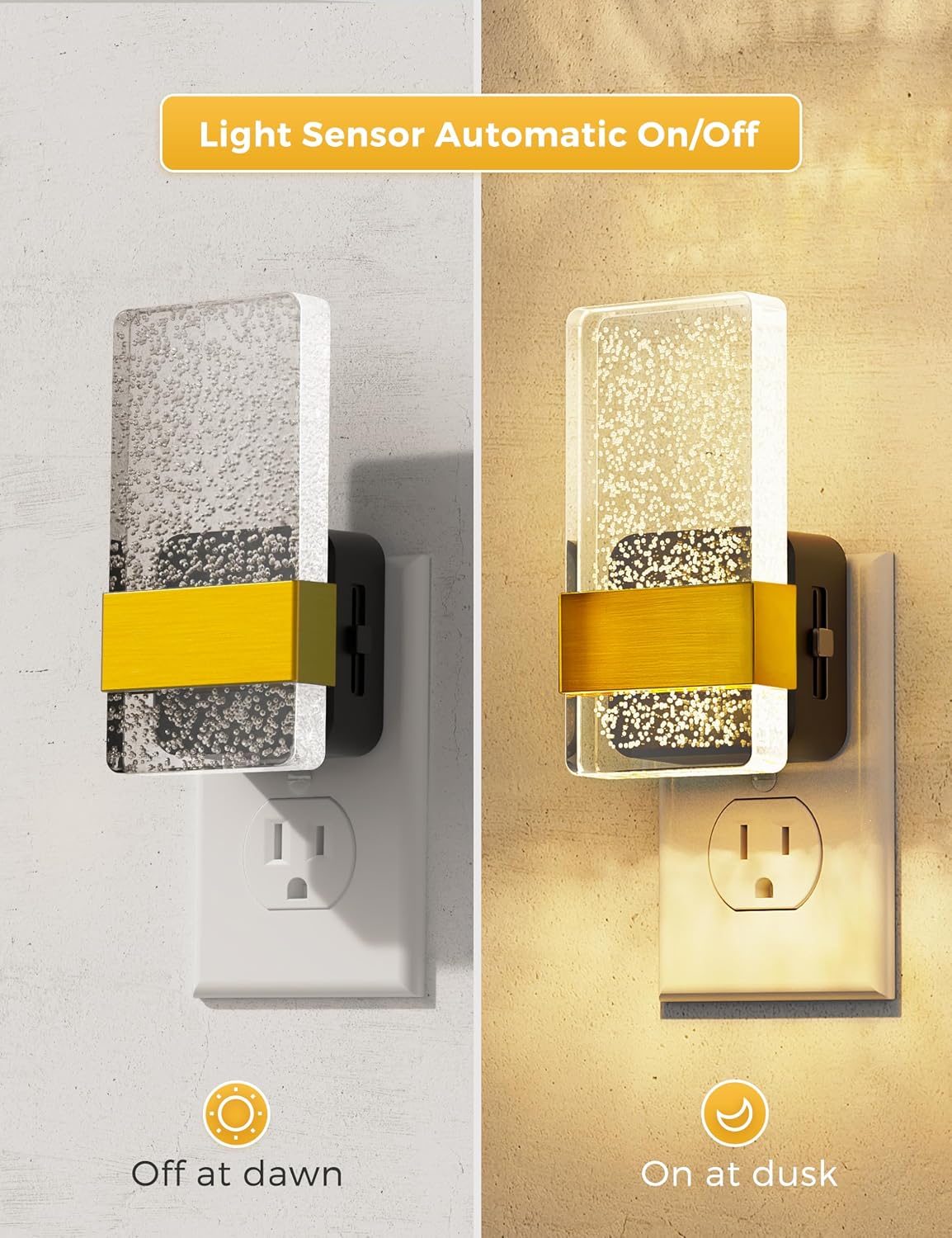 L LOHAS LED Night Lights Plug Into Wall, 2 Pack Plug in Night Light LED with Dusk to Dawn Sensor, 0-100LM Dimmable Nightlight, Wall…