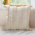 Loopuinhom Boho Pillow Covers 18X18 Inch Boho Tufted Linen Throw Pillow Covers Decorative Pompoms Cushion Cover Farmhouse Pillow Case for C…