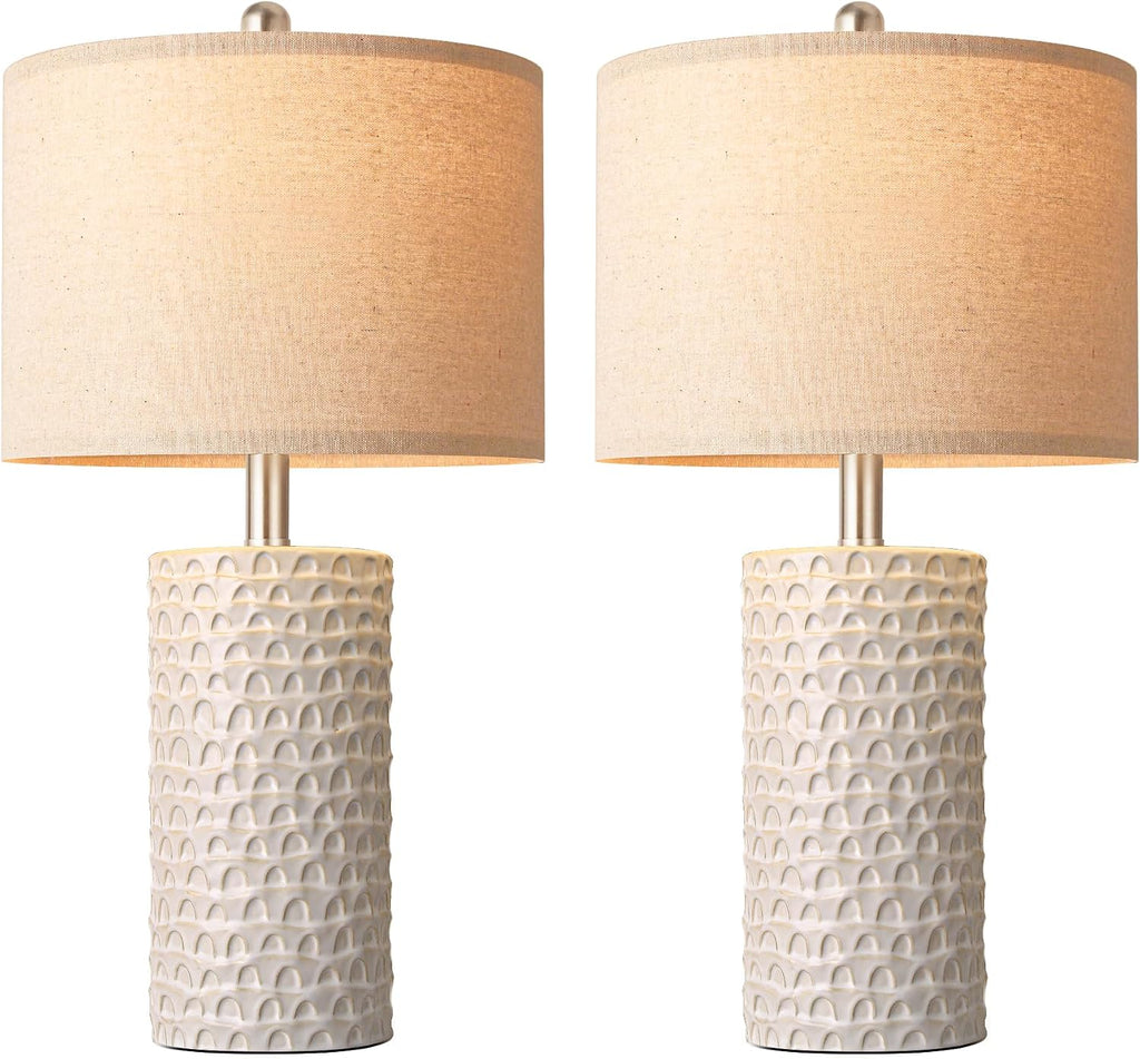 PARTPHONER 23" Modern Ceramic Table Lamp Set of 2, Table Lamps for Living Room, Rustic Farmhouse Bedside Lamps Nightstand lamp for…