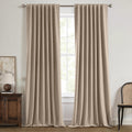 Miulee 100% Blackout Linen Curtains for Bedroom, Brown Solid Luxury Decor Thermal Insulation Room Darkening Drapes for Living Room Nursery…