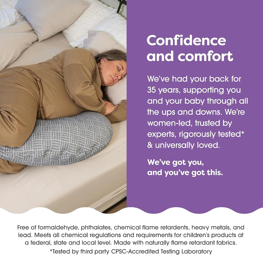 Boppy Cuddle Pregnancy Pillow - Compact Ergonomic Maternity Pillow, Versatile Support, Great Side Sleeper Pillow, Washable, with Cooling…