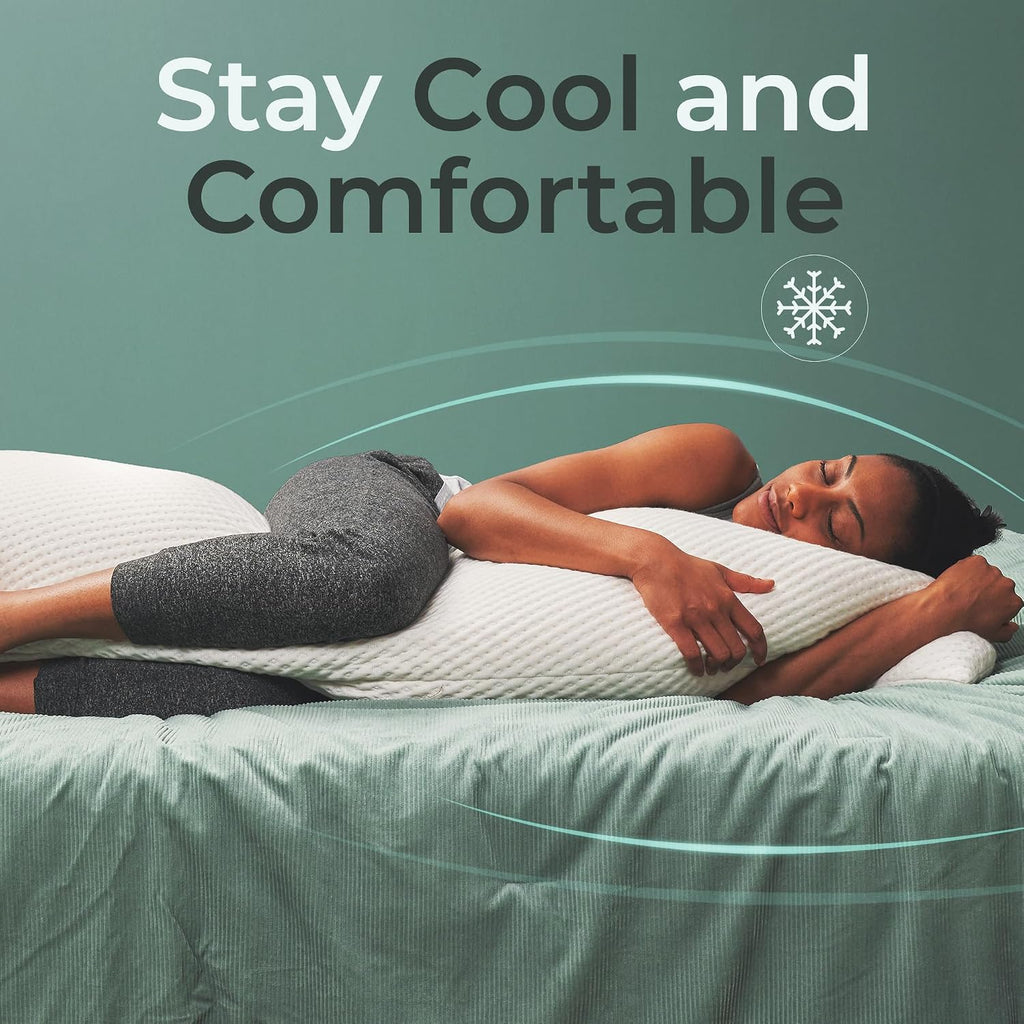 Snuggle-Pedic Body Pillow for Side Sleepers for Adults - Full Body Maternity Pillow Support Legs, Belly & HIPS - Shredded Memory Foam &…