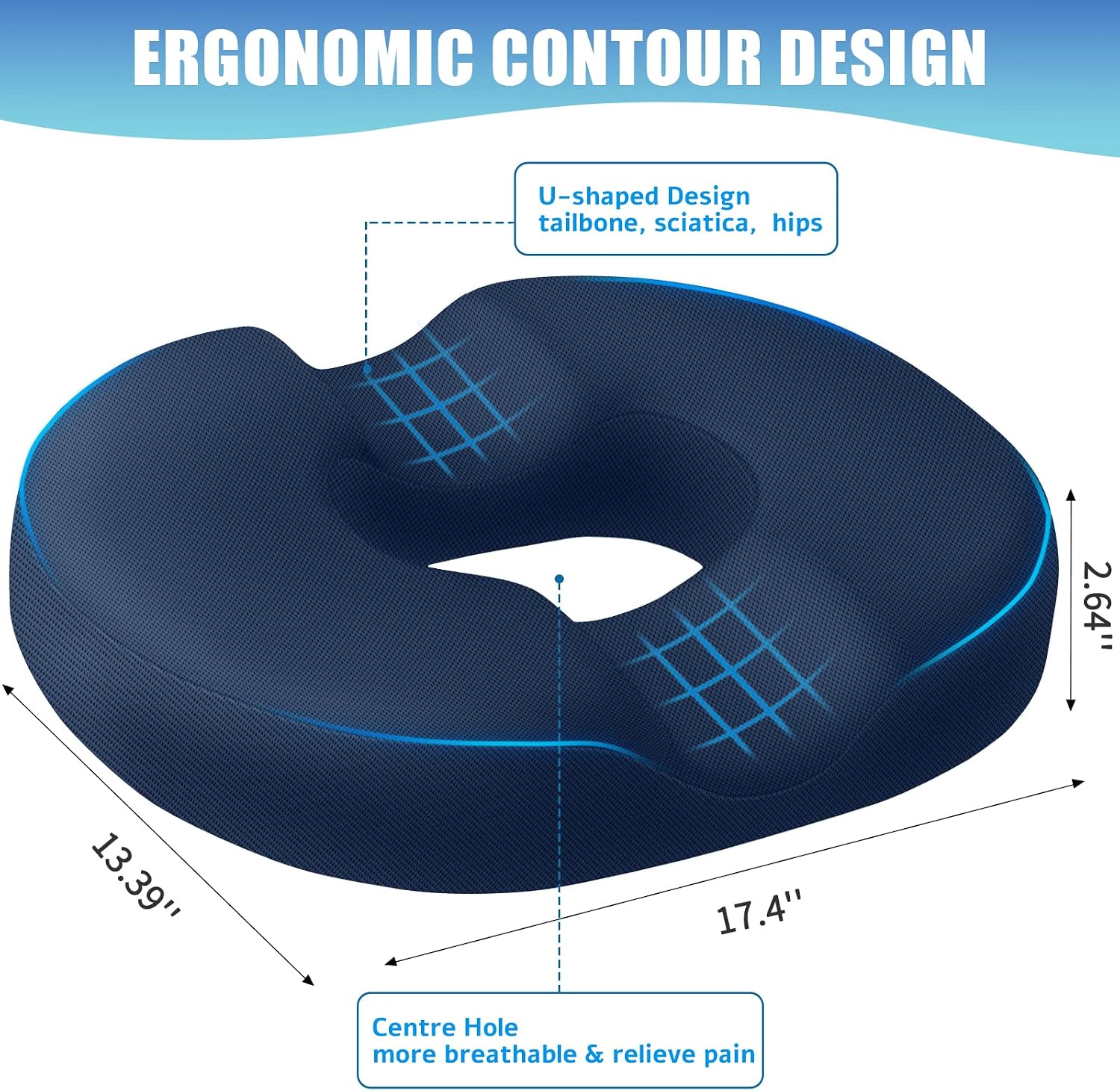 BlissTrends Donut Pillow Seat Cushion, Donut Chair Cushions for Postpartum Pregnancy & Hemorrhoids, Tailbone Cushion, Memory Foam Lifting Cush…