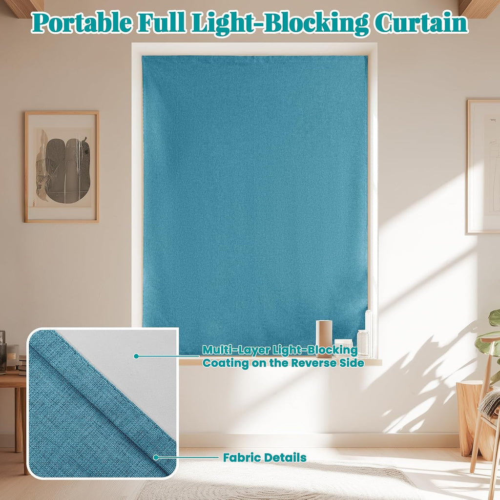 100% Blackout Self Adhesive Curtains- Stick on Curtains Shades Window Blinds Curtain No Rod Needed Easy to Hang Curtain, Use for Bedroom…
