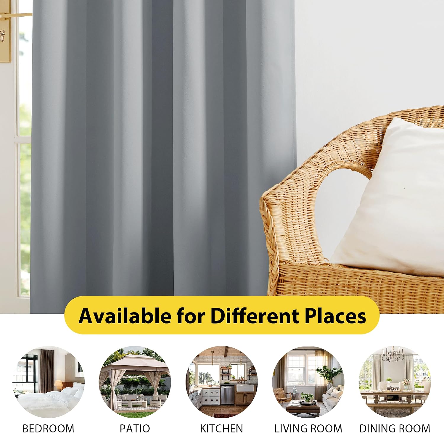NICETOWN Grey Blackout Curtains for Bedroom 52 X 84 Inch Long 2 Panels Set Light Room Darkening Plylux Drapes for Living Room, Soundproof…