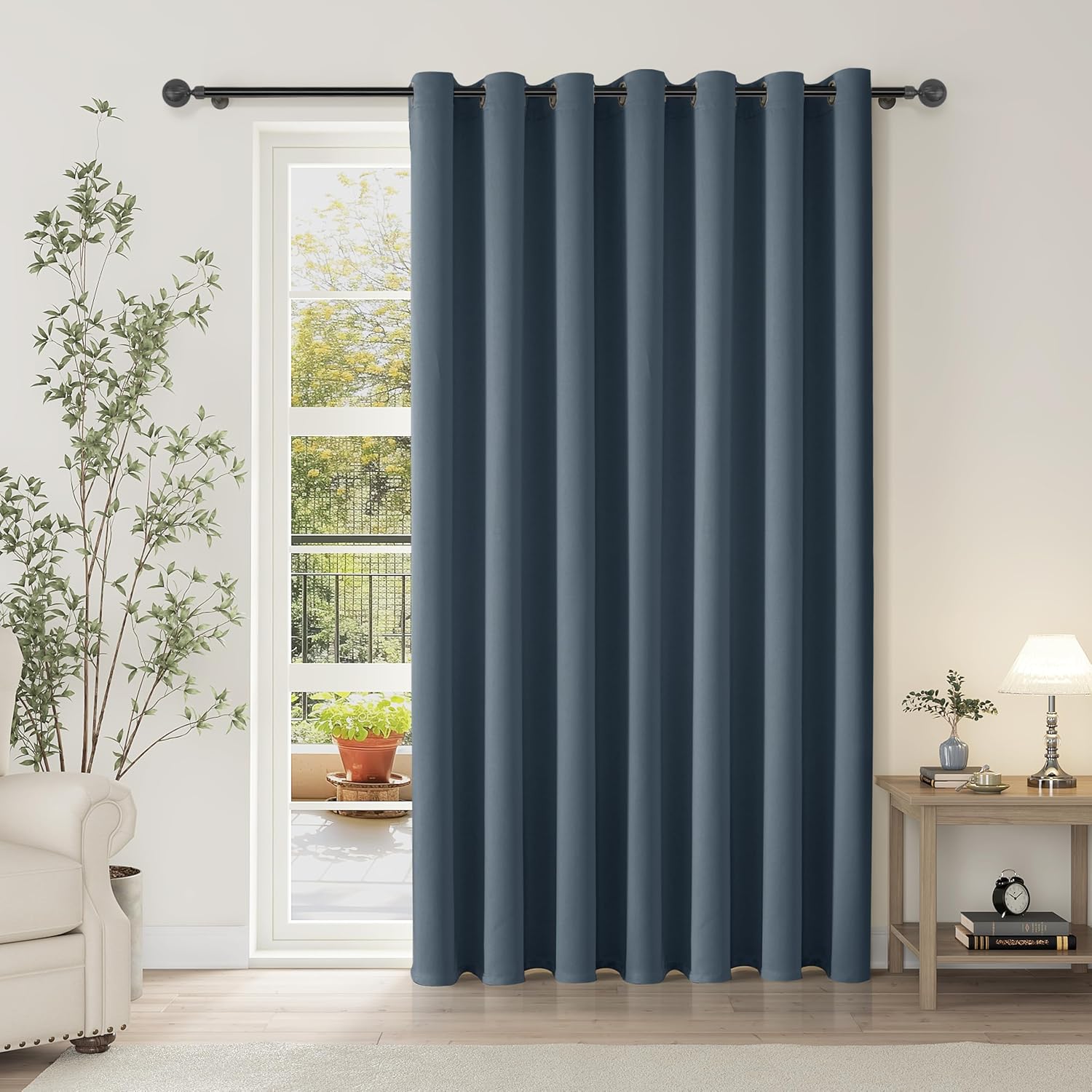 ChrisDowa Room Divider Curtain 96 Inches Long, Wide Blackout Sliding Door Curtain for Bedroom, Room Darkening Privacy Window Curtain for Pa…
