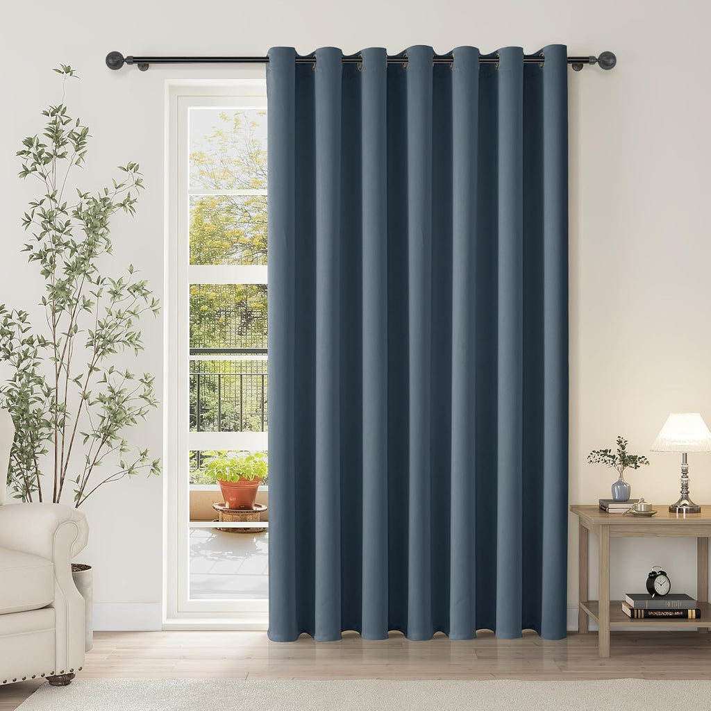 ChrisDowa Room Divider Curtain 90 Inches Long, Wide Blackout Sliding Door Curtain for Bedroom, Room Darkening Privacy Window Curtain for Pa…