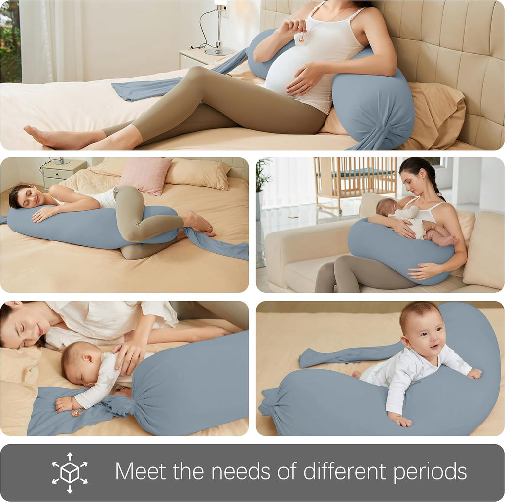 Moonpark MOON PARK Pregnancy Pillow - Incredibly Smooth and Soft Cooling Cover I Shaped Full Body Maternity Pillow with Removable Cover - S…