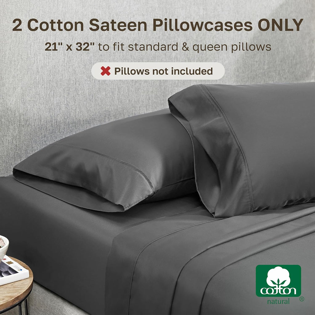 CaliforniaDesignDen California Design Den Standard Queen Size Pillowcase Set - 400 Thread Count, 100% Cotton Sateen, Set of 2 Pillow Covers…