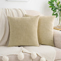 Hwy50 HWY 50 Beige Couch Pillow Covers 18x18 Inch Pack of 2, Soft Chenille Decorative Throw Pillow Cases Farmhouse for Sofa Living Room Bed…
