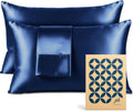 PureBedding Pure Bedding Satin Pillowcase 2 Pack - King Size (20"x40", Navy) - Silky Pillow Cases for Hair and Skin - Satin Pillow Covers w…
