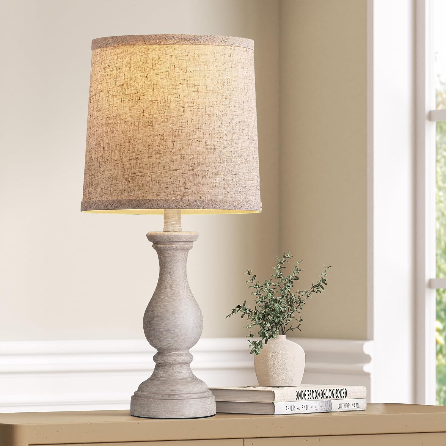 Seealle Farmhouse Table Lamps - 22" Rustic Lamp for Bedroom Living Room, Boho Bedside Lamps for Night Stands End Table Office Desk Lamp…
