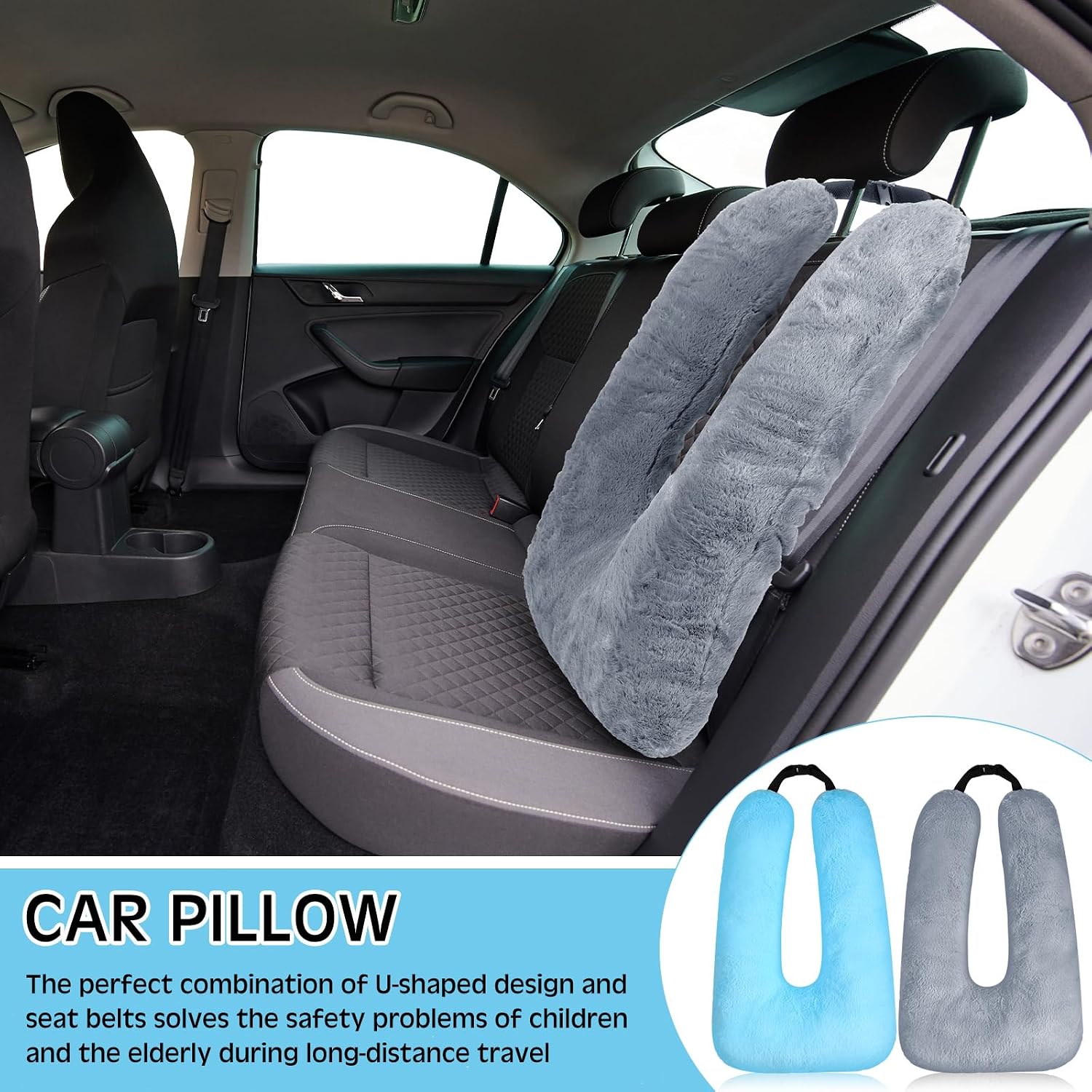 home Barydat 2 Pcs Car Travel Pillow for the Back Seat 28 x 18 in Sleeping Reading Pillows for Long Distance Travel Car Cushion for Kids Ad…