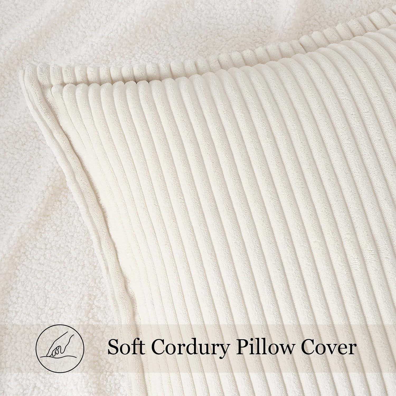 Mecatny Corduroy Summer Throw Pillow Covers 12x20 Set of 2, Neutral Decorative Soft Boho Lumbar Couch Pillow Covers with Broadside for…