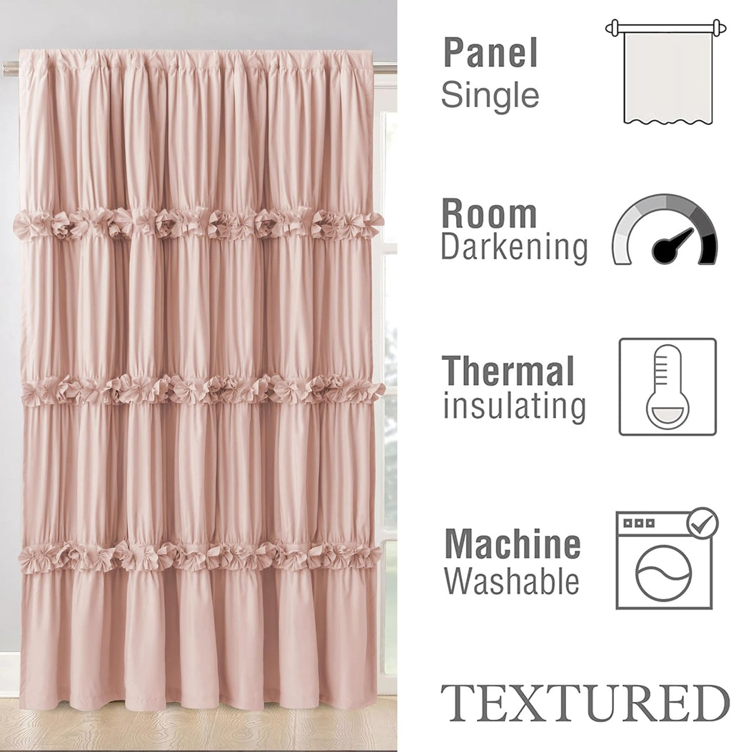 Homechoice Decor Room Divider Window Curtains, Boho Ruched Blackout Window Treatments with 3 Rows of Butterfly Flowers, Rustic Rod Pocket…