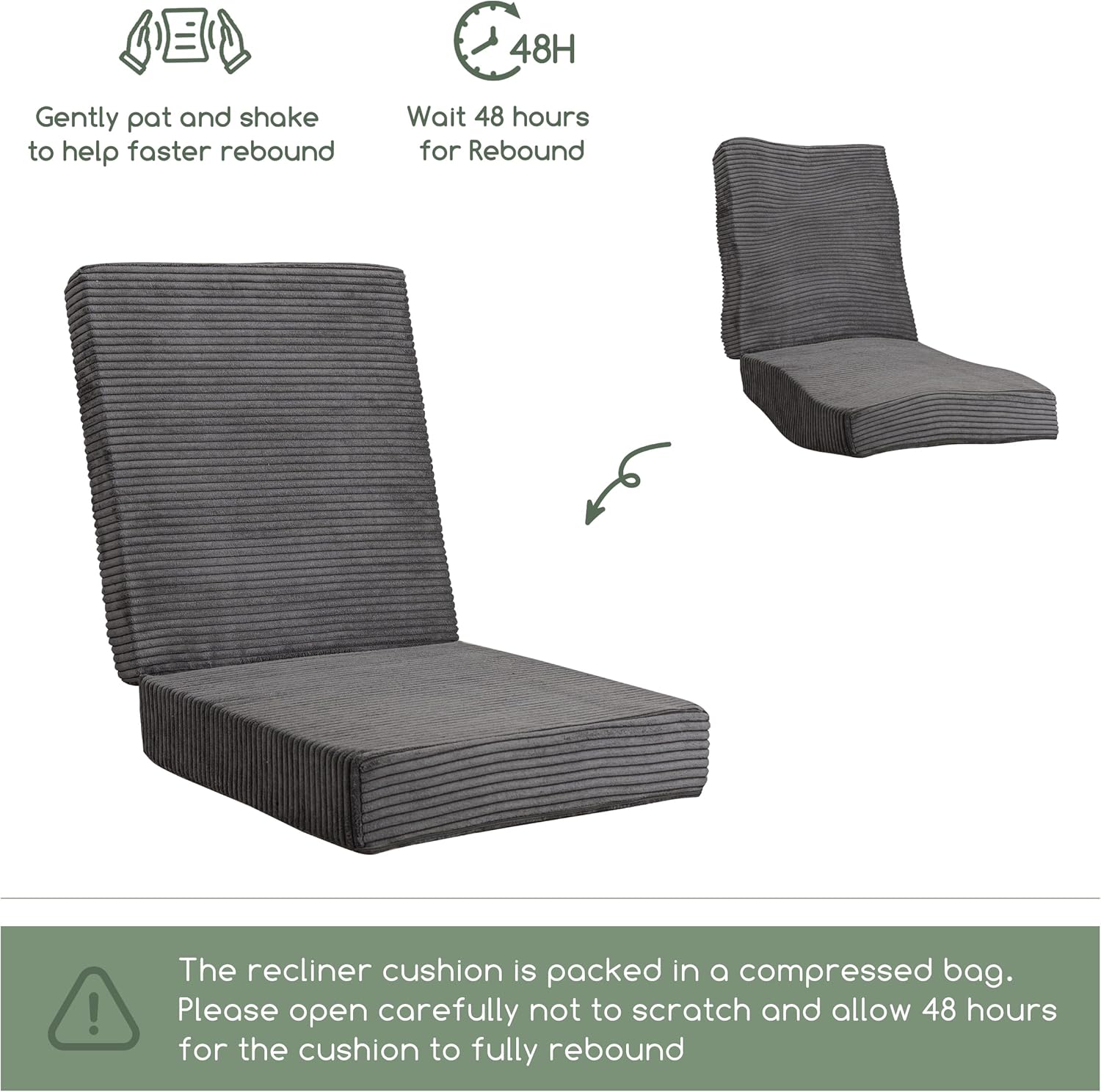 HIGOGOGO Corduroy Recliner Chair Cushion with Lumbar Support Pillow Soft Non-Slip 4" Thick Seat Pad Prevent Buttocks & Back Pain in…