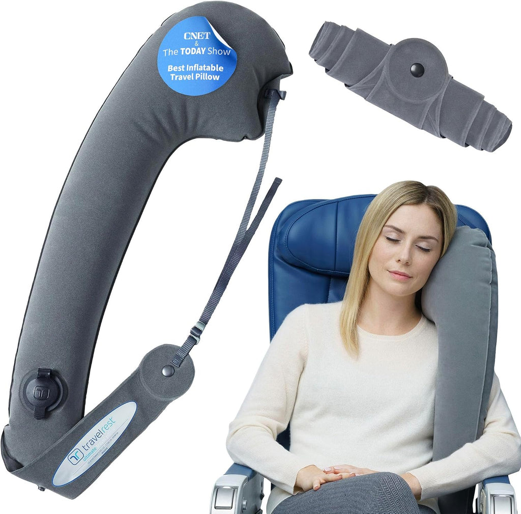 TRAVELREST Ultimate Inflatable Neck Support & Body Pillow - Airplane Pillow for Long Flight Comfort, Travel Essentials, Sleeping…